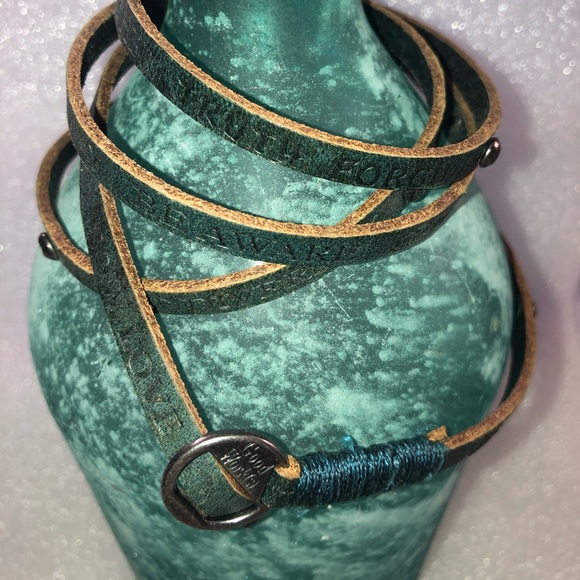 leather blue Jewelry - Leather multi wrap bracelet